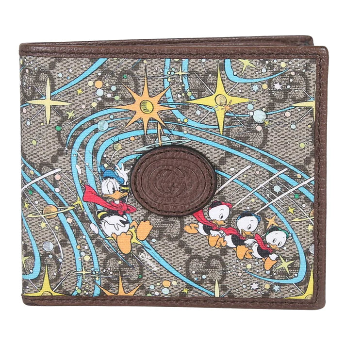 Gucci X Disney Wallet Men's Donald Duck Canvas & Leather Bifold