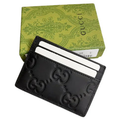 Gucci Guccissima Card Holder Leather Black Premium Leather Minimalist Designer Accessory